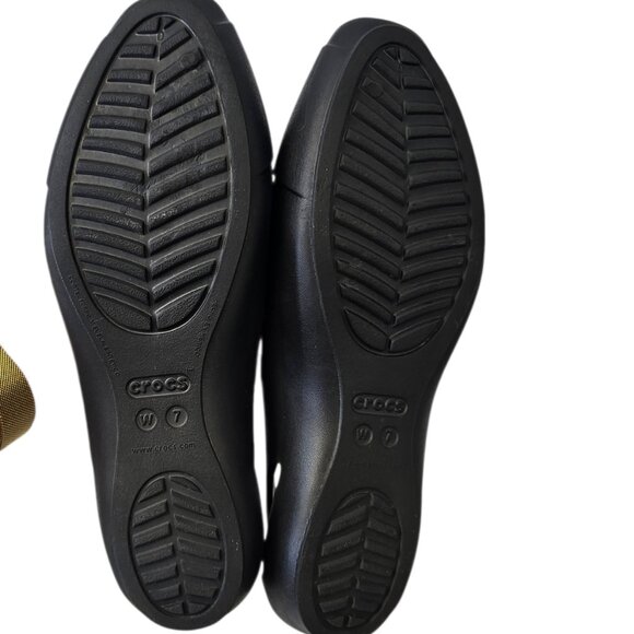CROCS Womens Sienna Black Ballet Flats, Slip On, Rubber, Comfort, Size 7 - Picture 6 of 6